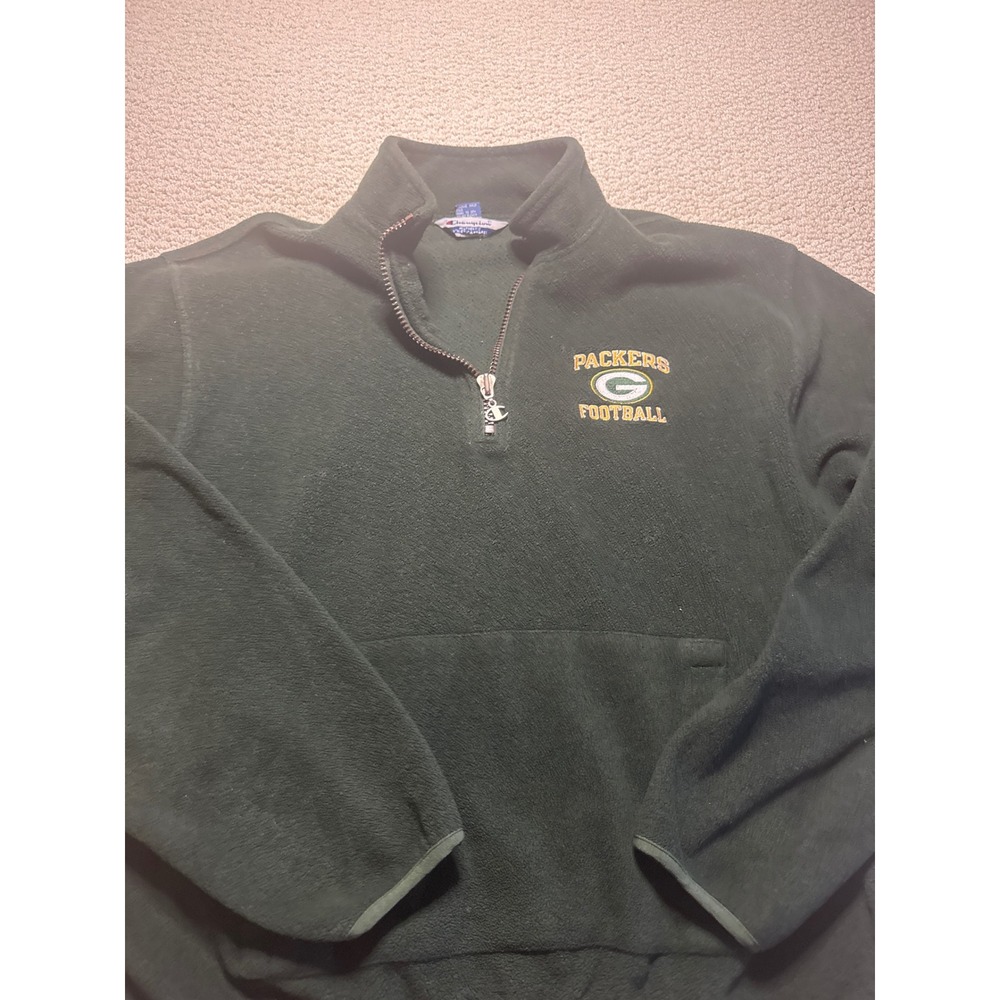 Champion Green Bay Packers Fleece Quarter Zip Pullover Green Size XL NFL Vintage